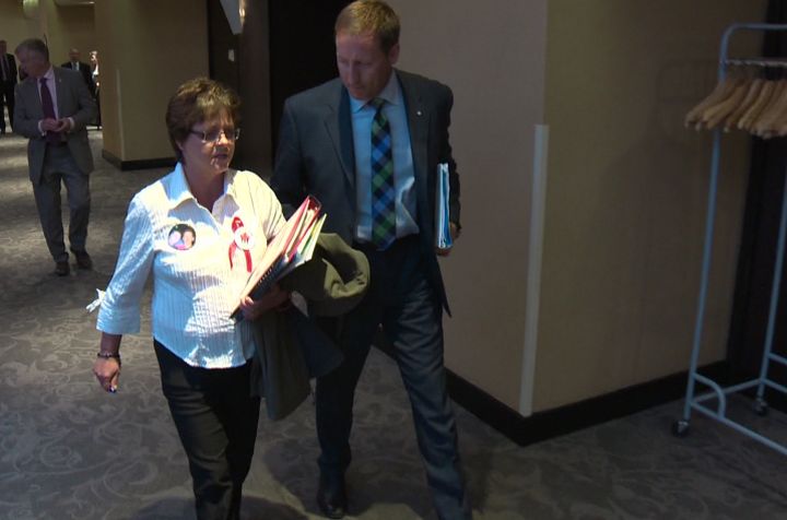 Sheri Arsenault (L) met with federal Justice Minister Peter MacKay on Thursday, July 25, 2013. 