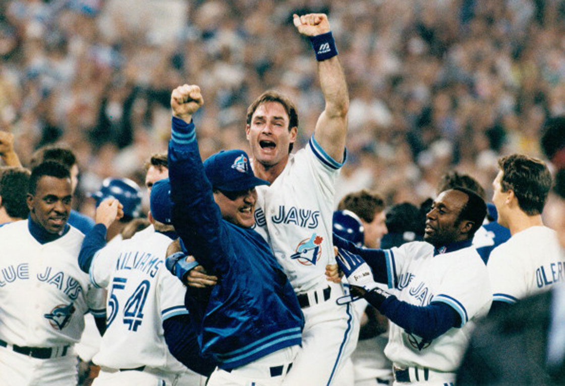 Paul Molitor celebrates after game 6 of the 1993 World Series between the Philadelphia Phillies and the Toronto Blue Jay. The Blue Jays won the series in 6 games 4-2. Molitor was MVP of the series.