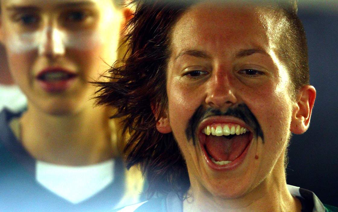 Sally Shippard of Canberra wears a drawn on moustache in support of Movember during the round three W-League match between Sydney FC and Canberra United at Leichhardt Oval on November 5, 2011 in Sydney, Australia.