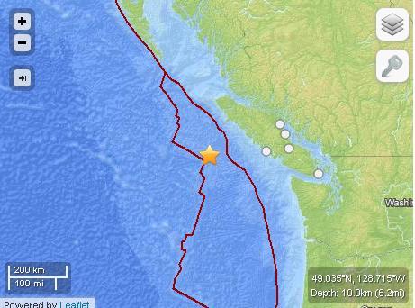 4.4-magnitude earthquake strikes west of Tofino; no damage, injuries reported - image