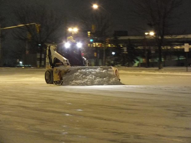 A snow plow is seen in the Greater Toronto Area.