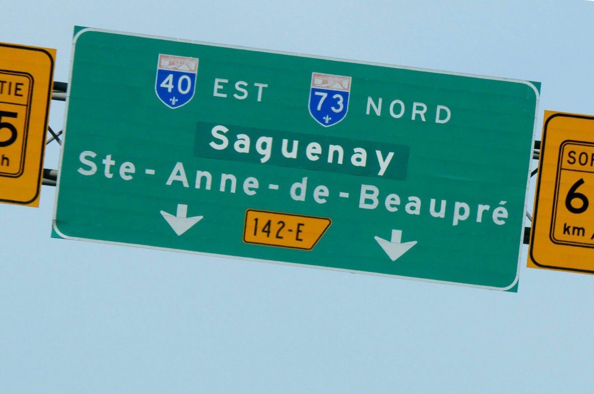 Road sign to Saguenay