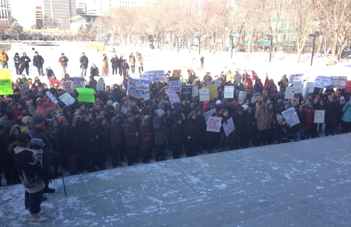 Students rally at the Alberta legislature, March 15, 2013.