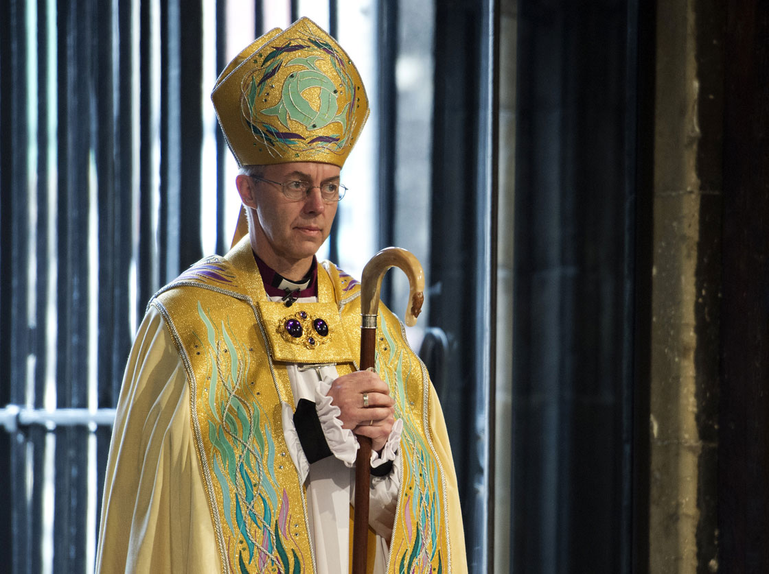 Justin Welby The Archbishop of Canterbury waits at the West Door at Canterbury Cathedral in Canterbury on March 21, 2013 prior to his enthronement. Former oil executive Justin Welby will be enthroned as Archbishop of Canterbury after speeding through the Church of England ranks to face the challenge of shepherding the fractious Anglican Communion through the coming years.