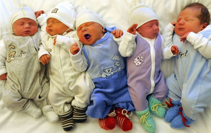 Newborn babies are pictured at the university hospital of Leipzig, eastern Germany, on January 2, 2012. In the year 2011, more than 2100 babies were born at the hospital.