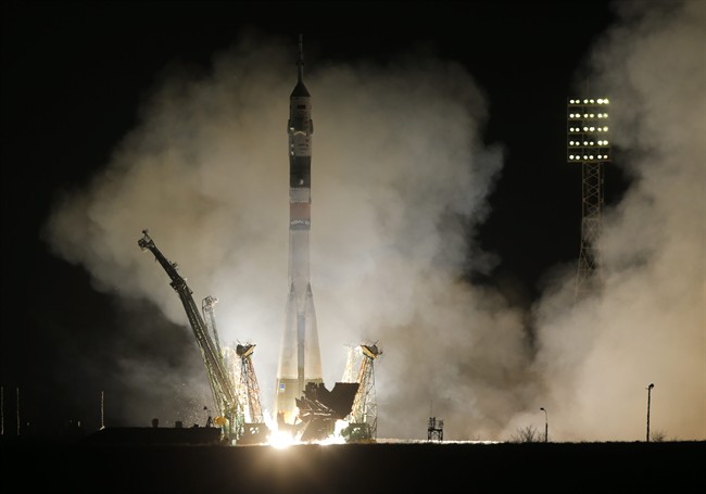 After the space shuttle program ended in 2011, Canadian and American astronauts must launch on the Russian Federal Space Agency's Soyuz rockets. 