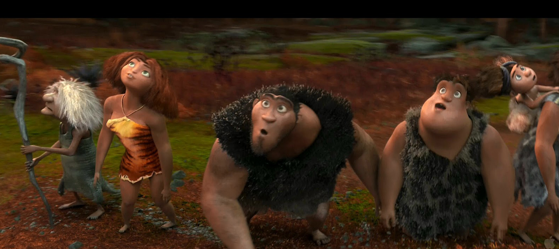 A scene from the animated feature 'The Croods.'.