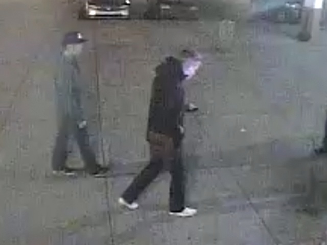 Calgary police want help in identifying these two men seen in surveillance video from outside the Sunset and Vine Pub.