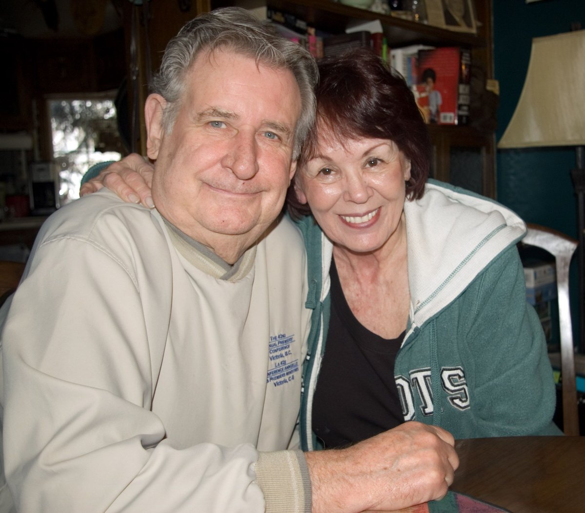 Former Alberta Premier Ralph Klein and his wife Colleen relax at their Calgary home, April 7, 2011.