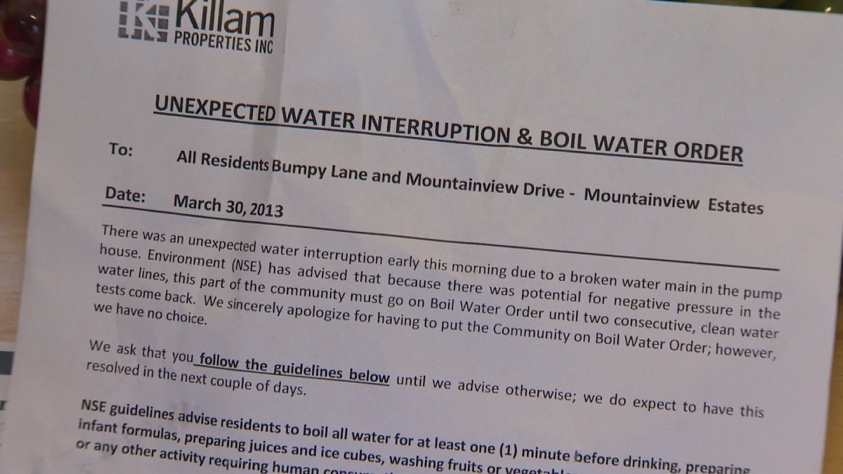 A boil order notification letter handed out to residents of a mobile home park in Lake Echo, Nova Scotia by the property management company. 