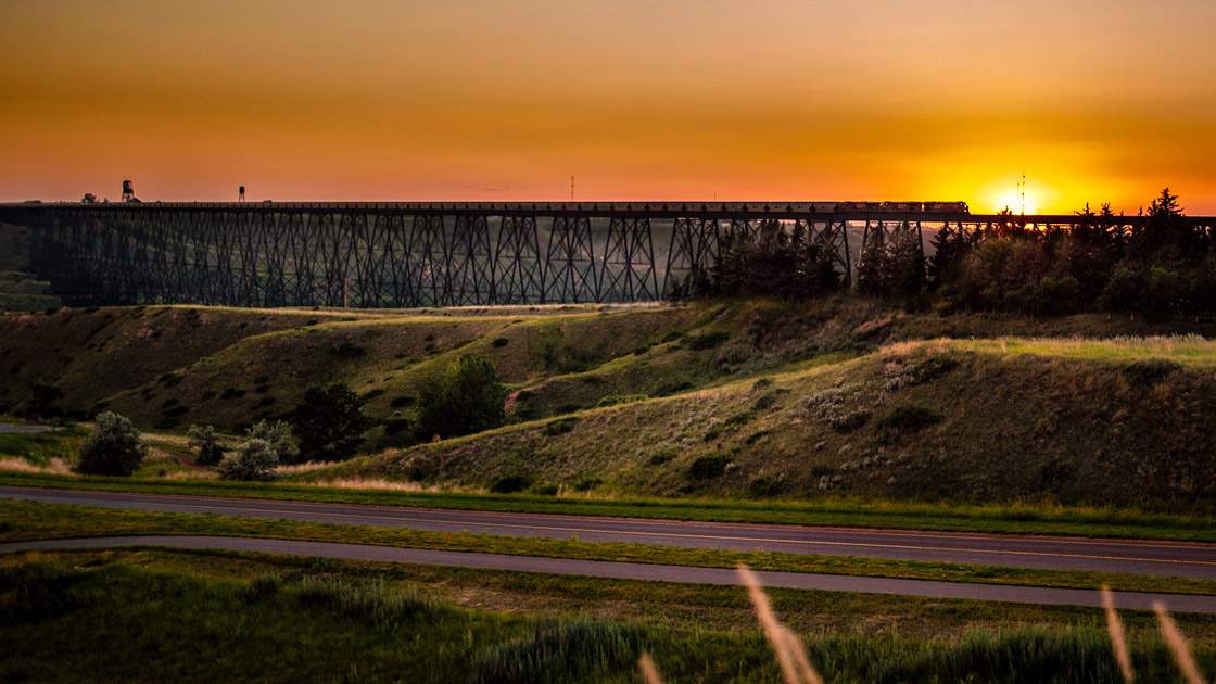 A photo of Lethbridge's iconic train bridge. July 7, 2012.