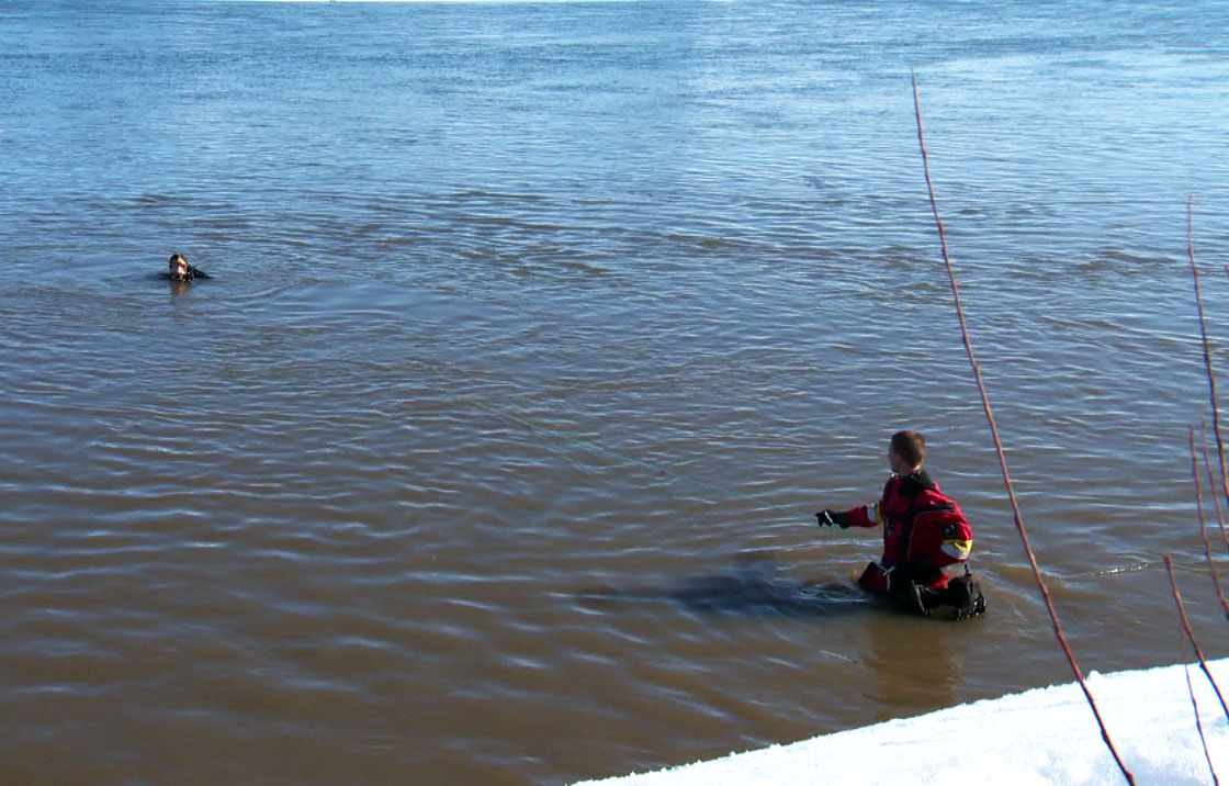 Saskatoon water rescue team searching the South Saskatchewan River after a report of a man entering the water.