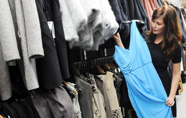 Obakki founder and designer Treana Peake, in her studio in Vancouver, says the blue accents featured in her current collection, are inspired by the hope that water brings to the people of South Sudan.
