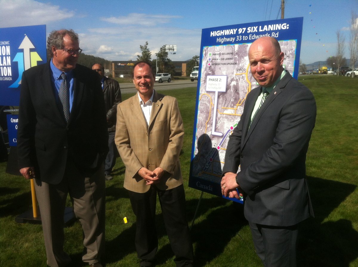 MLA's Steve Thomson, Norm Letnick and MP Ron Cannan announced $50 million upgrade to Highway 97 Thursday. 