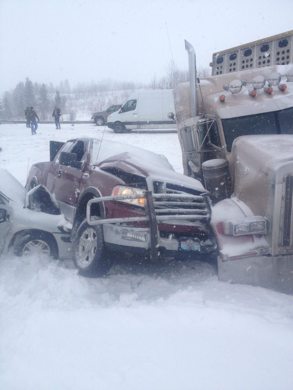 Alberta man tells story of frightening pileup on Highway 2 during snow storm. 