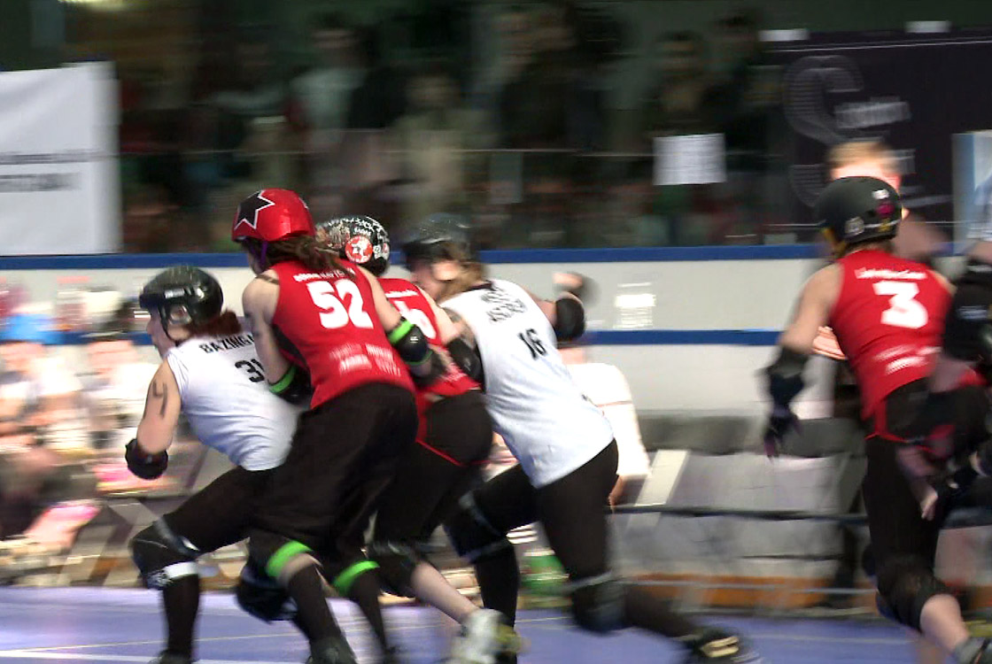 Over 50 women strapped on their on their skates to duke it out at the first ever Canadian roller derby national championship.