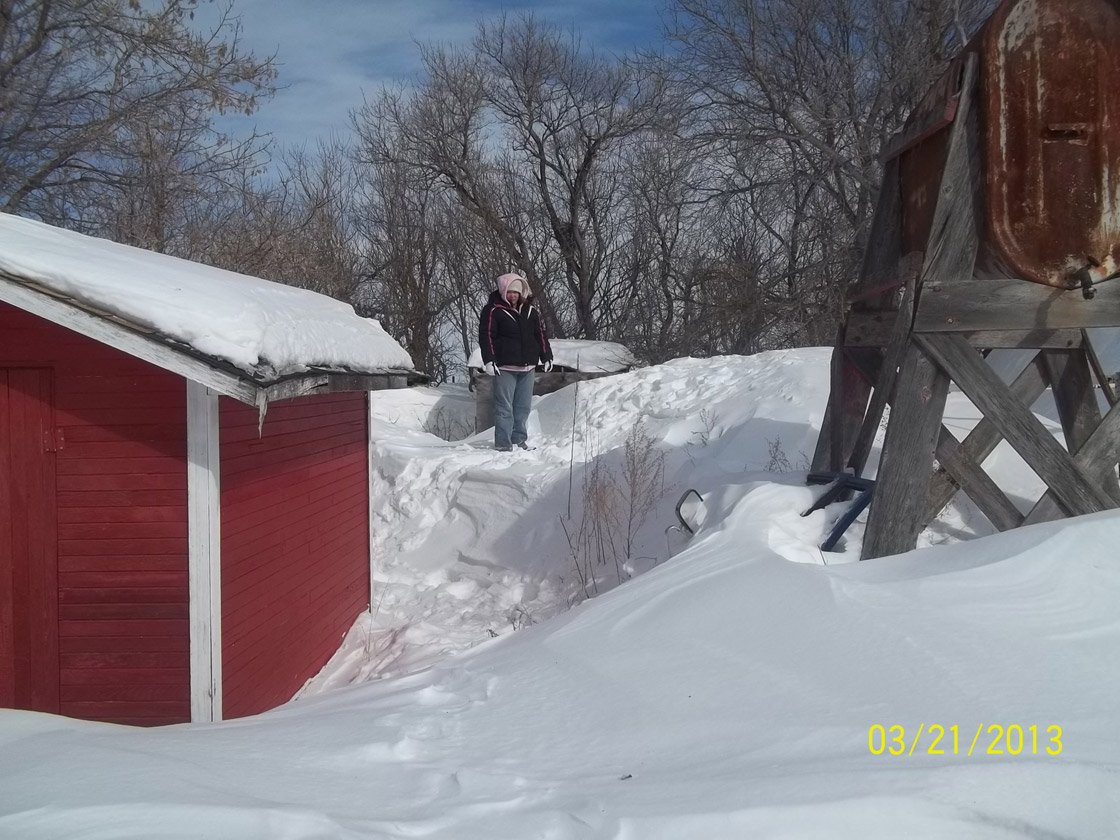 Blowing snow causing massive drifting leaves many people like Kathy Regehr housebound in Saskatchewan.