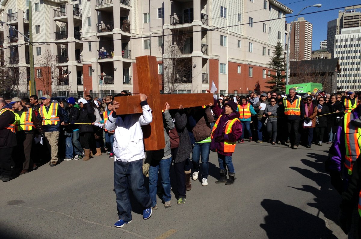 The Stations of the Cross walk on Good Friday saw a record turnout.