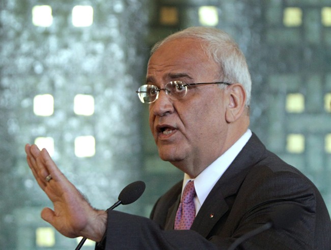 In this Oct. 2, 2011 photo, chief Palestinian negotiator Saeb Erekat, is pictured in Cairo, Egypt. 
