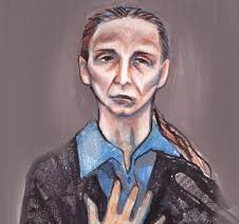 Court sketch of Allyson McConnell, Wetaskiwin courthouse.