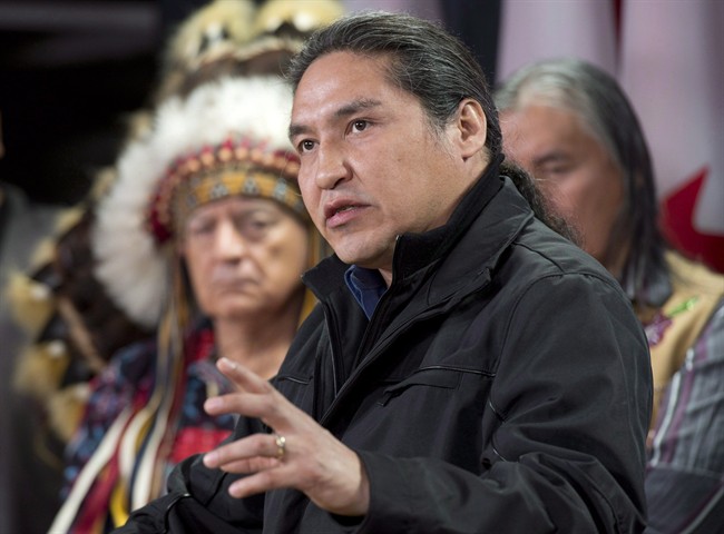 Athabasca Chipewyan First Nation Chief Allan Adam speaks on March 20, 2013 in Ottawa.