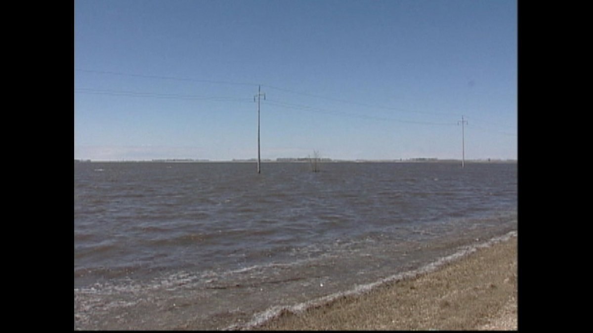 Flooded fields in southern Manitoba during flooding in 2009.