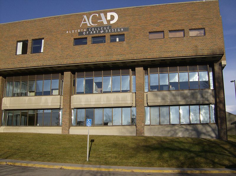 A photo shows the exterior of the Alberta College of Art and Design.