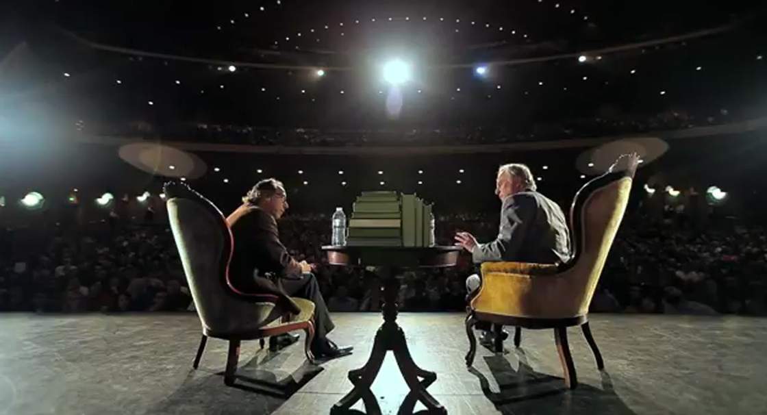 Lawrence Krauss and Richard Dawkins in a scene from "The Unbelievers.".