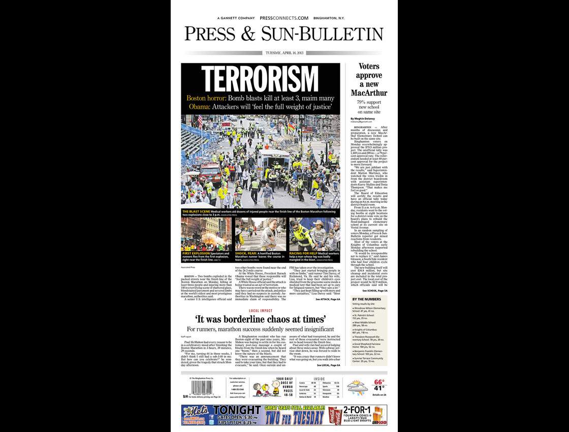 Gallery: Newspaper front pages morning after Boston Marathon - image