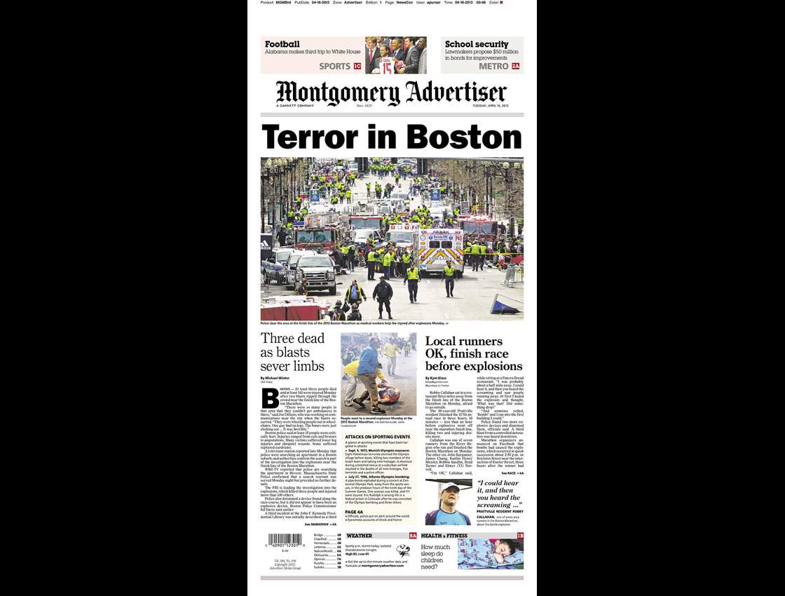 Gallery: Newspaper front pages morning after Boston Marathon - image