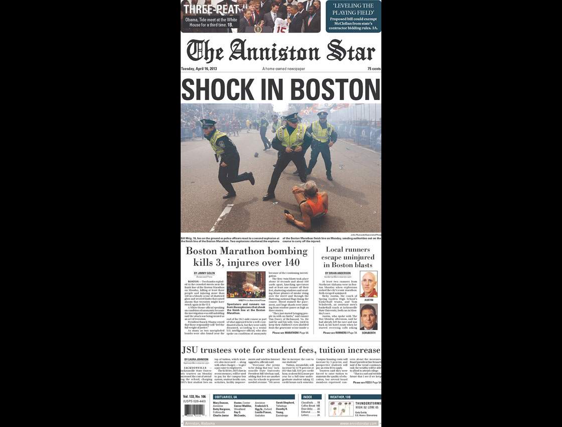 Gallery: Newspaper front pages morning after Boston Marathon - image