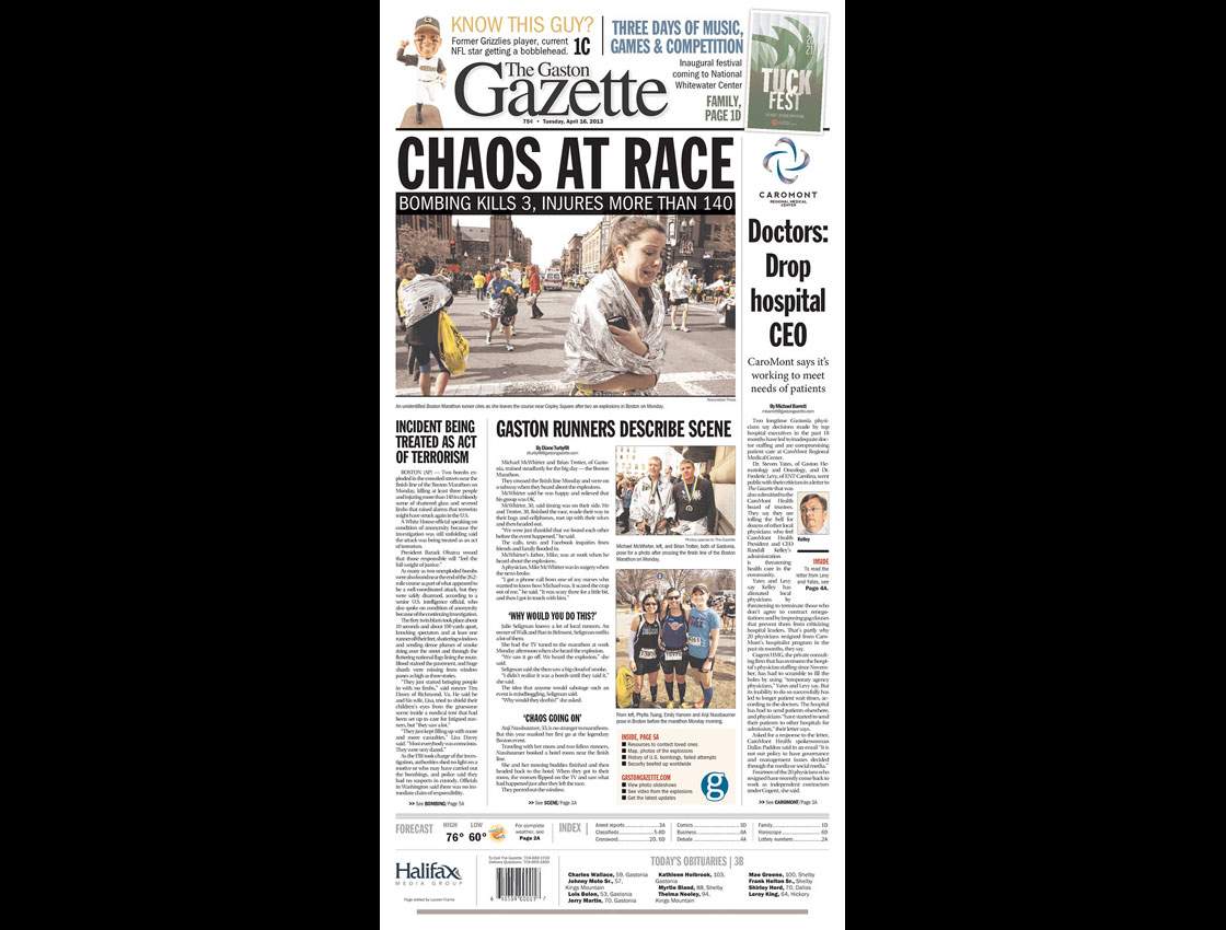 Gallery: Newspaper front pages morning after Boston Marathon - image