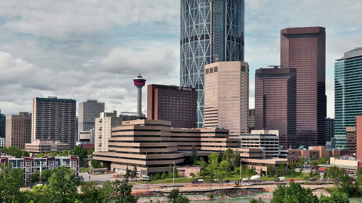 The skyline in Calgary, Alberta.