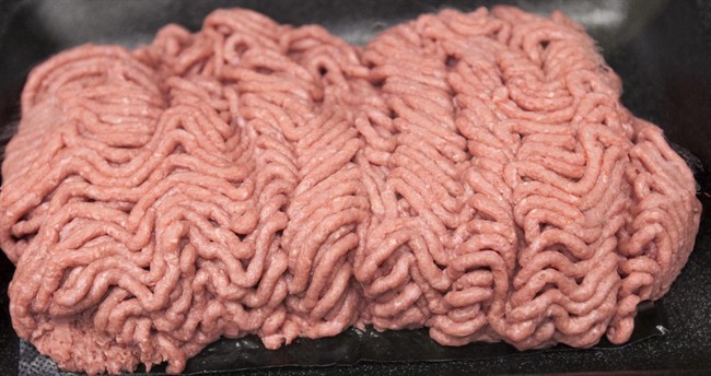 FILE - This March 29, 2012, file photo, shows the beef product that critics call "pink slime" during a plant tour of Beef Products Inc. in South Sioux City, Neb. 