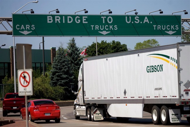 The Ambassador Bridge border crossing, which connects Canada to the United States at Windsor, Ont. is seen in this file photo.