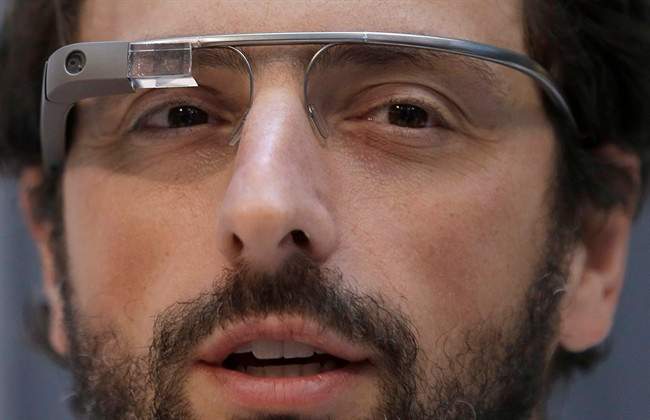 Google co-founder Sergey Brin wears Google Glass glasses at an announcement for the Breakthrough Prize in Life Sciences at Genentech Hall on UCSF’s Mission Bay campus in San Francisco, Wednesday, Feb. 20, 2013.