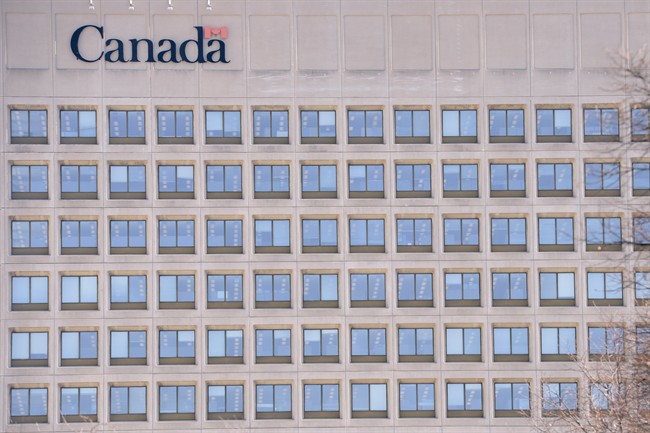 The facade of the headquarters of the Department of National Defense is pictured in Ottawa, Wednesday April 3, 2013.
