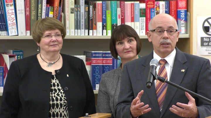 Nova Scotia ministers Marilyn More, Ramona Jennex and Ross Landry announce new legislation to curb cyberbullying. (April 25, 2013).