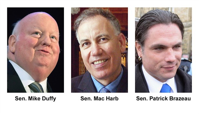 Senators Mike Duffy, Mac Harb and Patrick Brazeau, are pictured. 