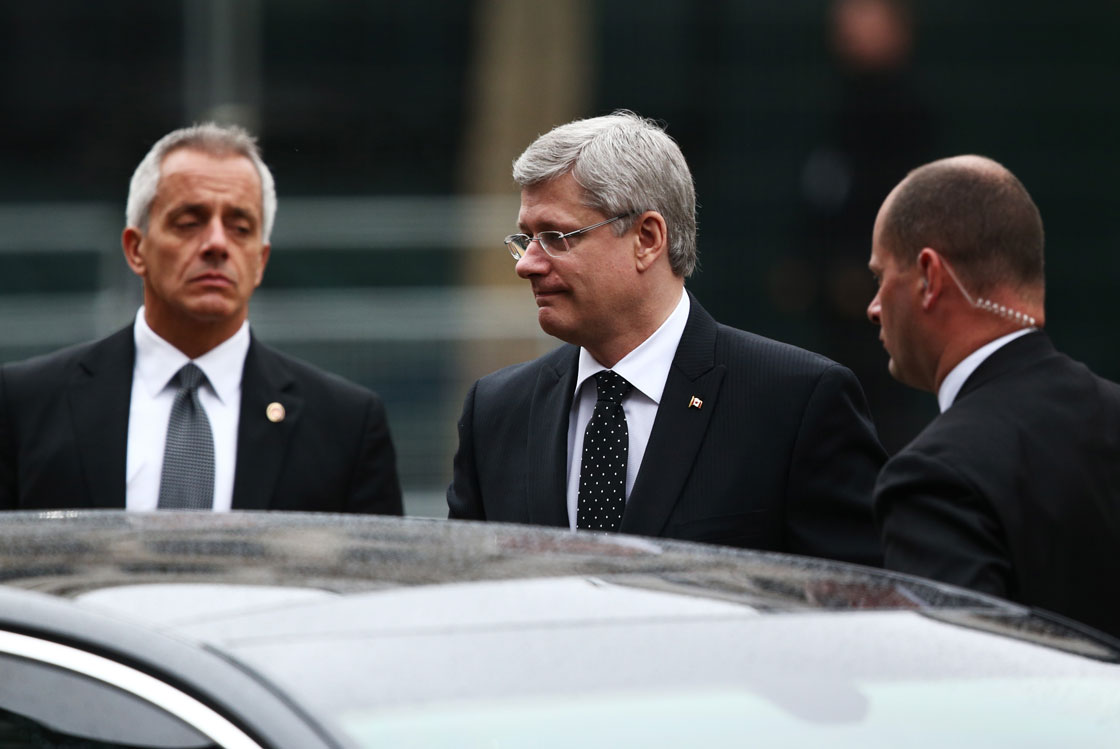 Prime Minister Stephen Harper attends the Ceremonial funeral of former British Prime Minister Baroness Thatcher at St Paul's Cathedral on April 17, 2013 in London, England. 