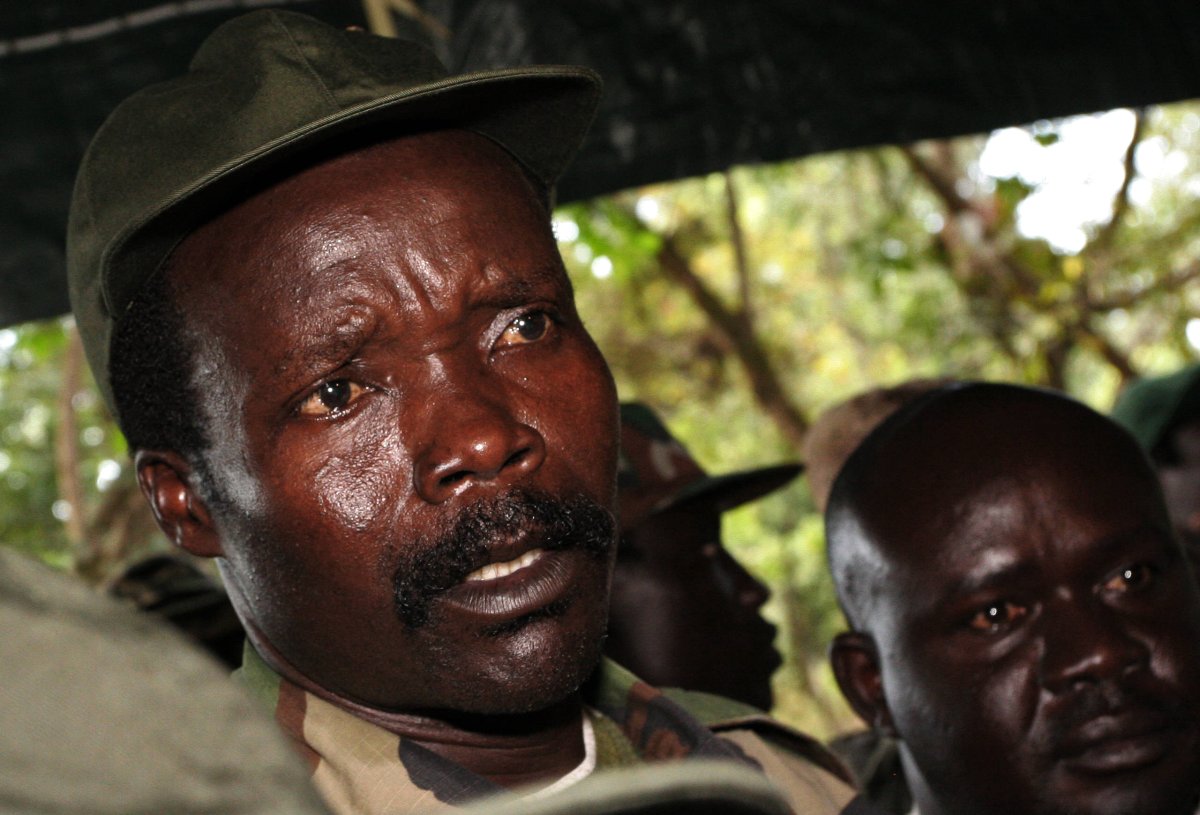 A picture taken on November 12, 2006 of then leader of the Lord's Resistance Army (LRA) Joseph Kony answering journalists' questions at Ri-Kwamba, in Southern Sudan.