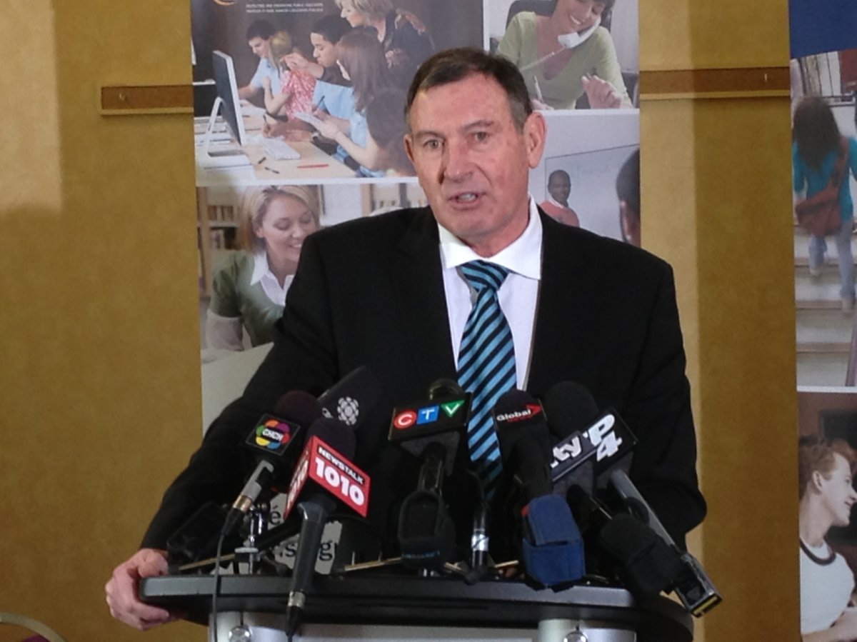 Ken Coran, president of the OSSTF, at a press conference in Etobicoke on April 4, 2013.