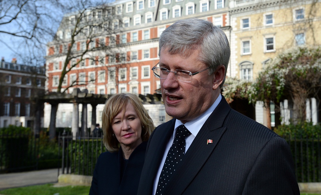 Laureen Harper, picture with her husband Prime Minister Stephen Harper, is promoting needhelpnow.ca a website set up to offer resources to combat online exploitation.
