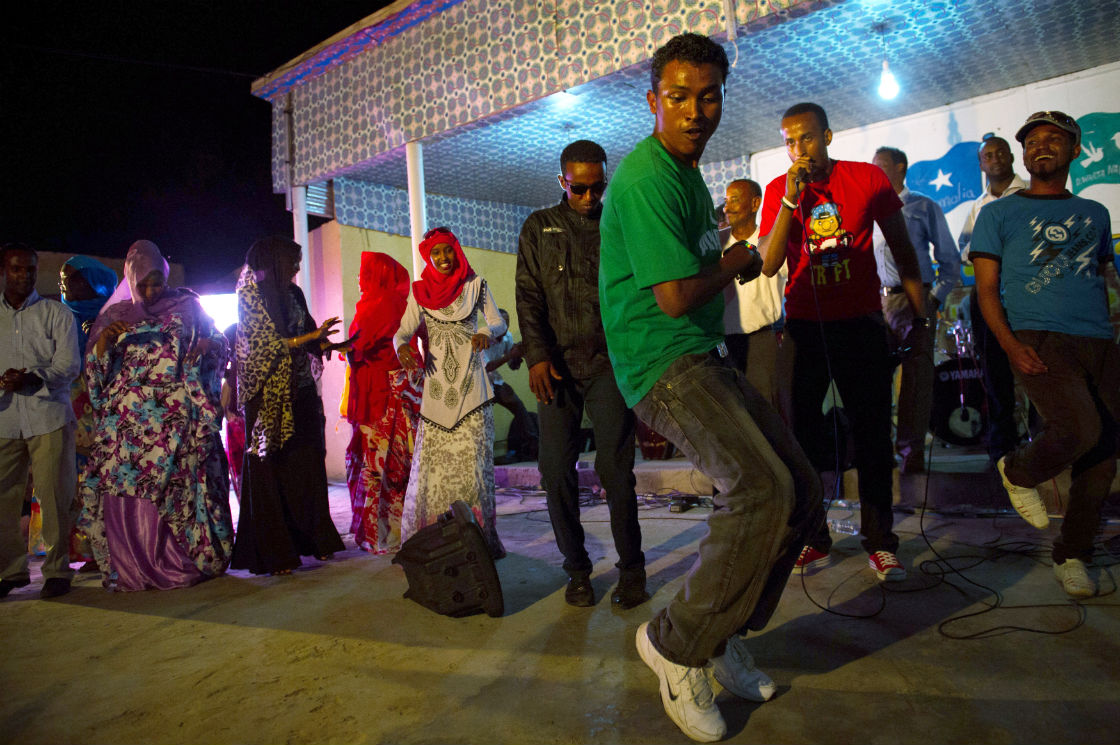 Somali band Waahaya Cusub performs at the International Solidarity Concert as part of the Mogadishu Music Festival in Somalia's capital on March 29, 2013. This was the second concert organised as part of the historical festival, which is the first of its kind in over two decades since civil war broke out in Somalia in 1991.