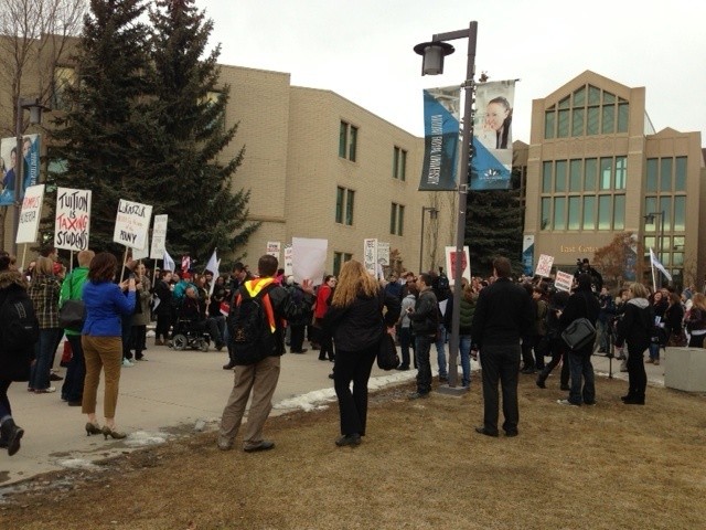 A 2013 file photo of students gathering at Calgary's Mount Royal University.