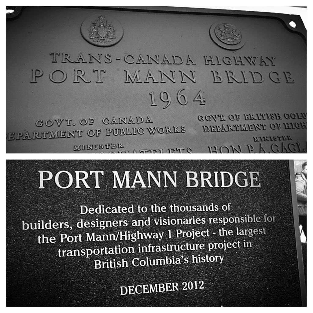 Old and new Port Mann Bridge plaques will be mounted along the new pedestrian and cycling path. 