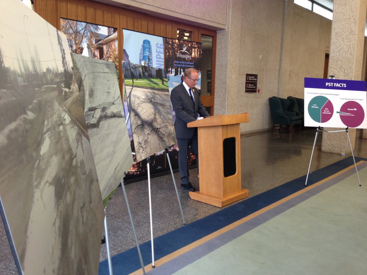 Winnipeg Mayor Sam Katz at a news conference at city hall on April 24, 2013.