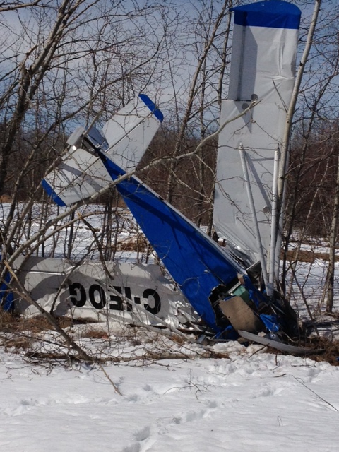 Small plane that crashed near Gull Lake, Manitoba on April 25, 2013.