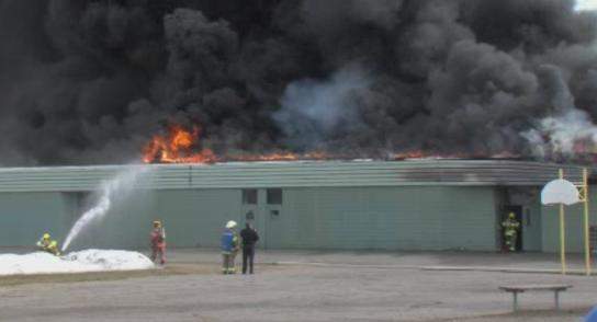 Fire in a classroom.
