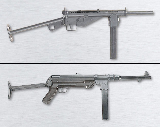 The BD38 (bottom) and BD3008 carbines are replicas of German Second World War-era sub-machine guns. Although made to only allow semi-automatic fire, RCMP testing revealed that they could be converted to automatic fire 'in minutes'.